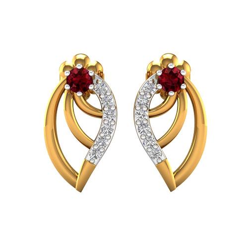 Diamond color stone earring